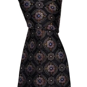Vintage Robert Talbott Silk Necktie Mens Black Medallion Floral Designer Tie EUC